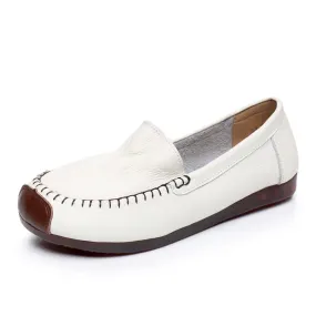 Babakud Women Spring Vintage Leather Soft Sole Loafers