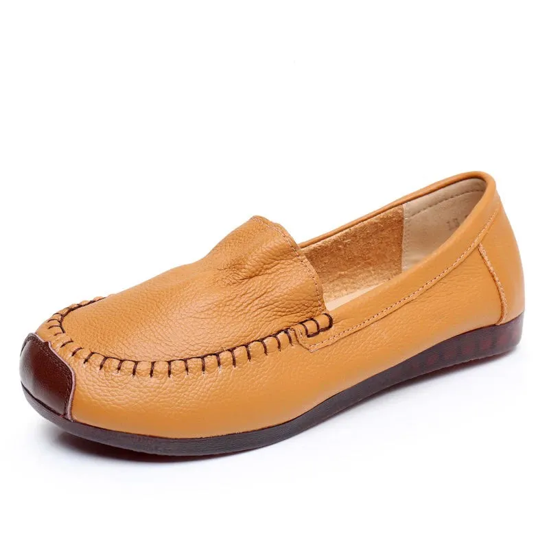 Babakud Women Spring Vintage Leather Soft Sole Loafers