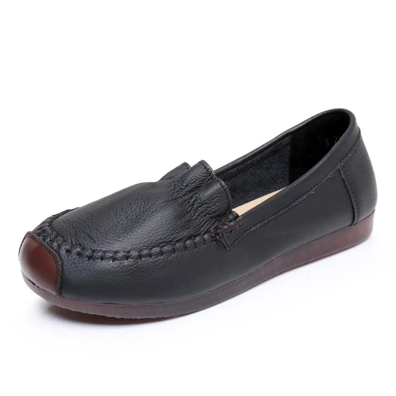 Babakud Women Spring Vintage Leather Soft Sole Loafers