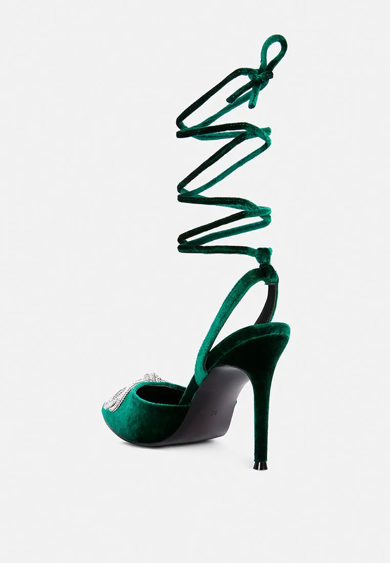 big treat rhinestone embellished lace up sandals
