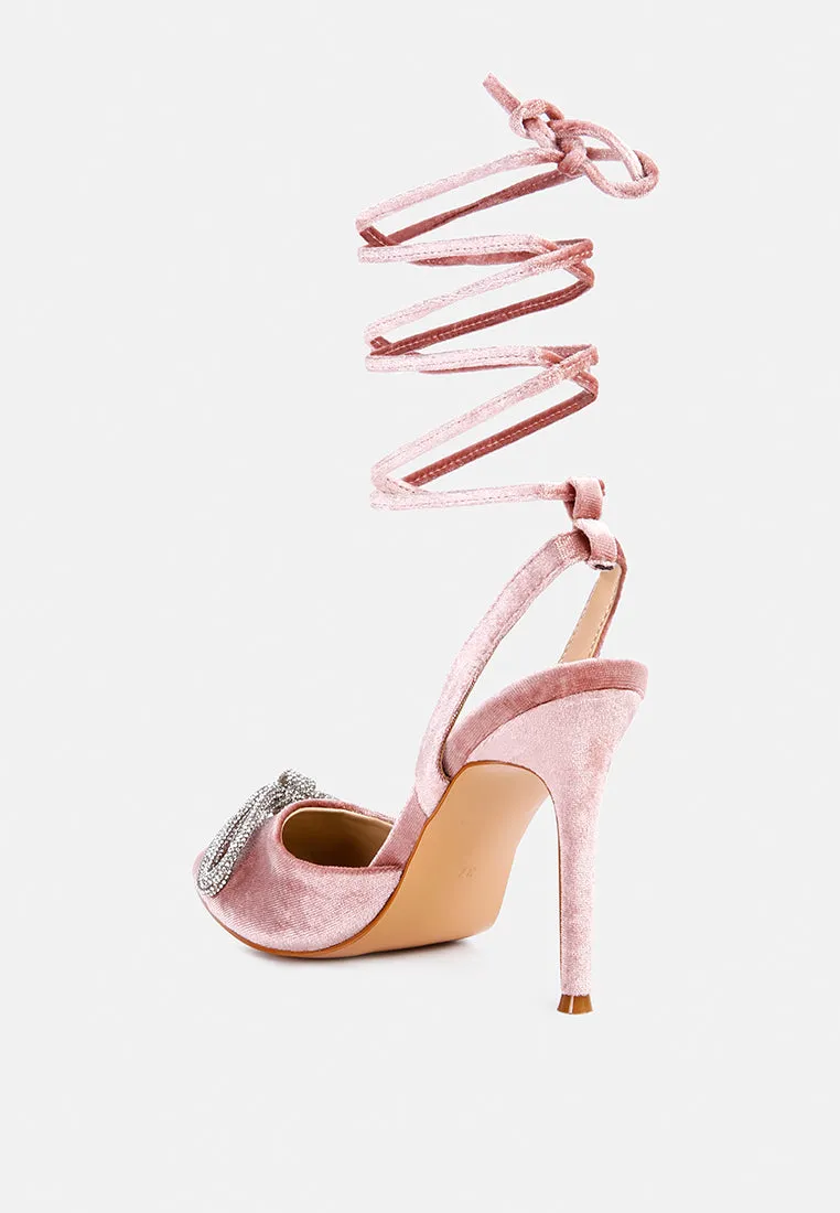 big treat rhinestone embellished lace up sandals