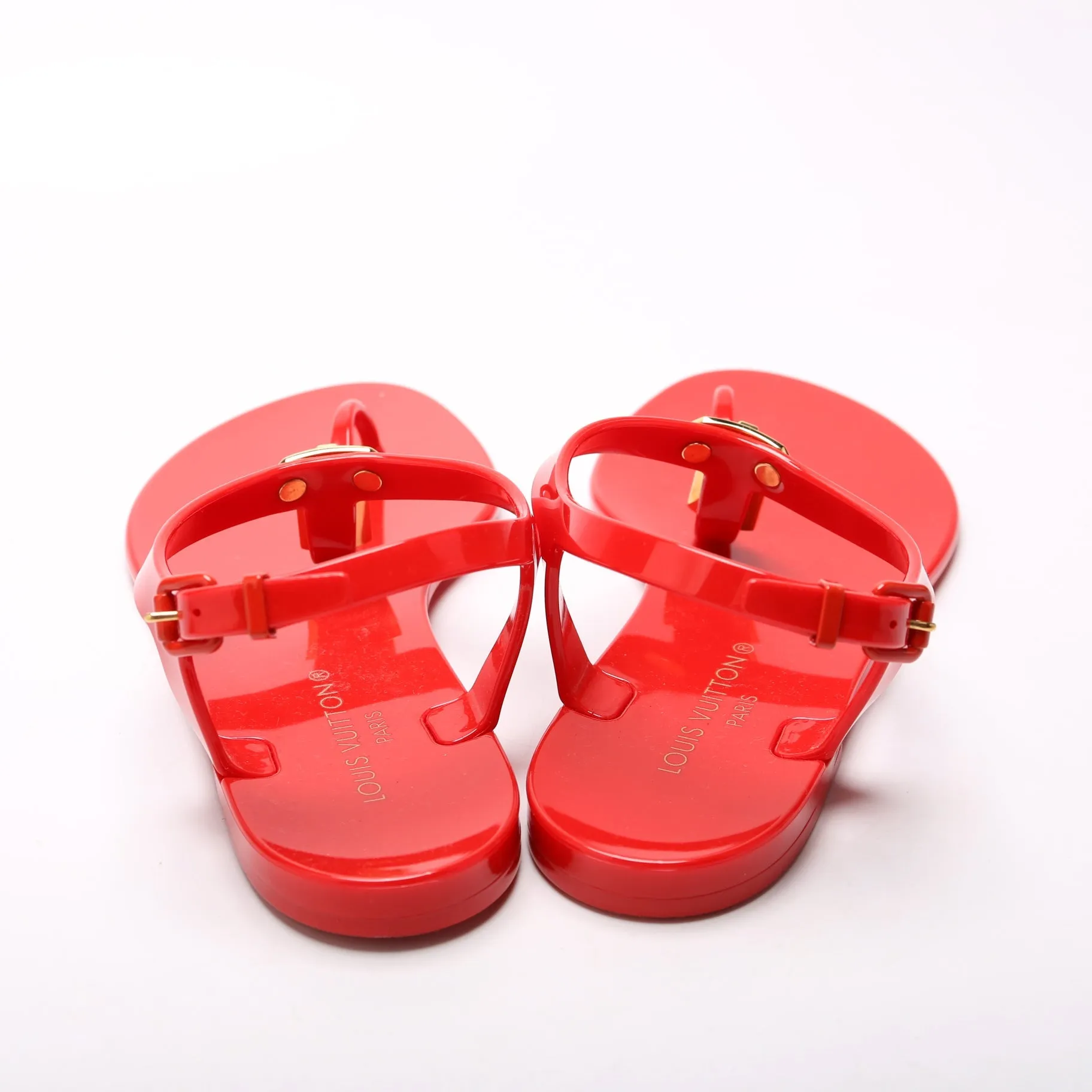 Bikini T-Strap Rubber Flat Sandals Size 38