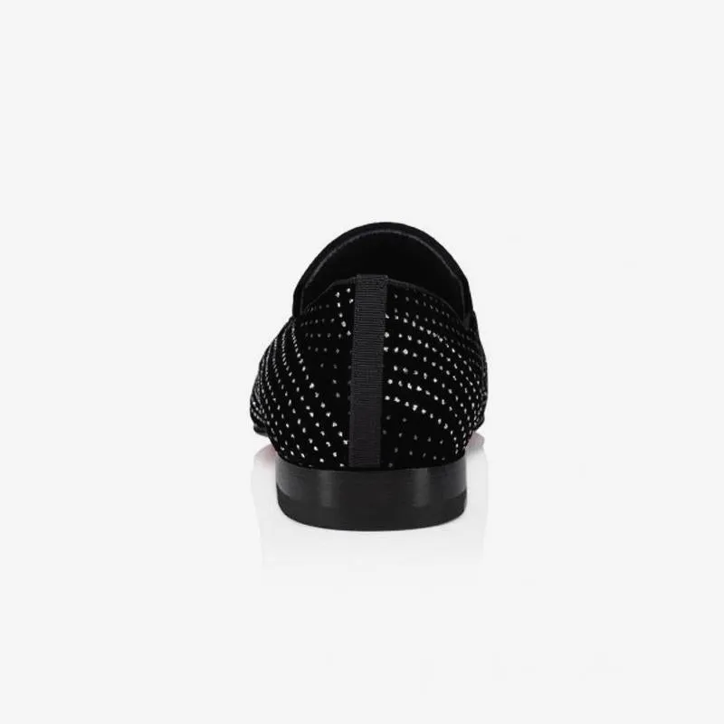 Black Dress Loafers Gliiter Leather