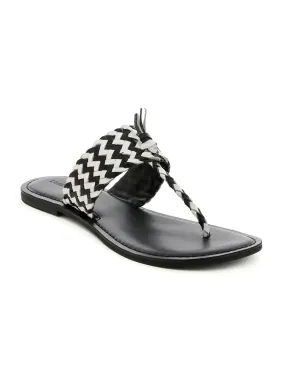 Black White Weaved Thong Sandal