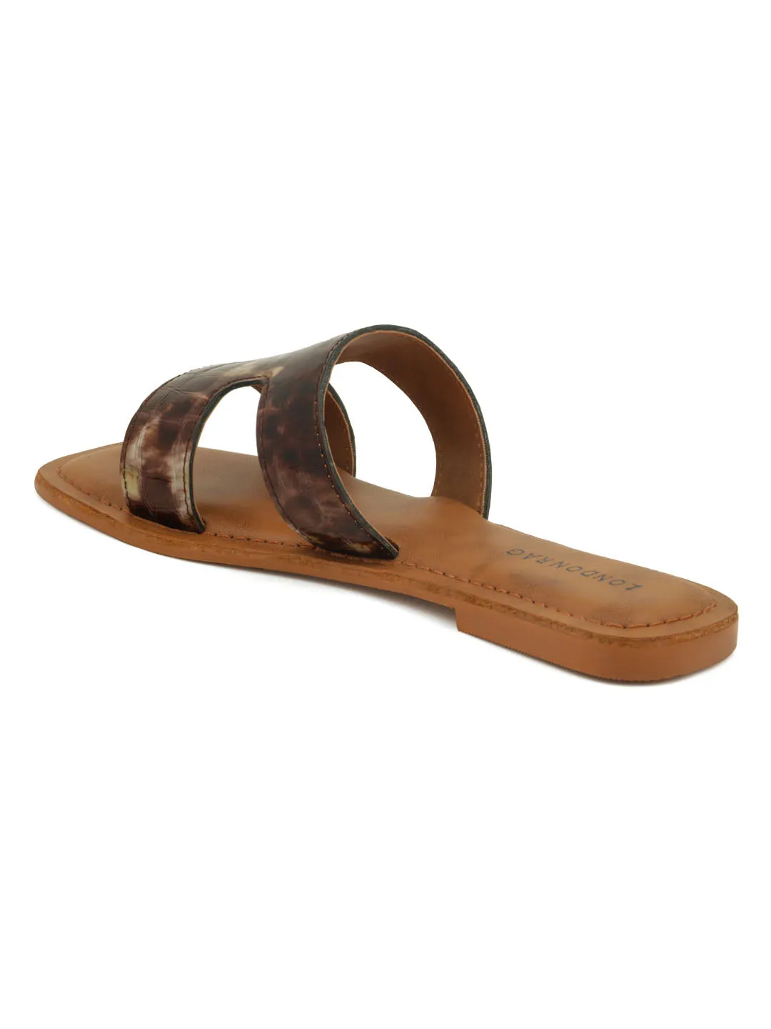 Bronze Croc Print Slip-On Sandal