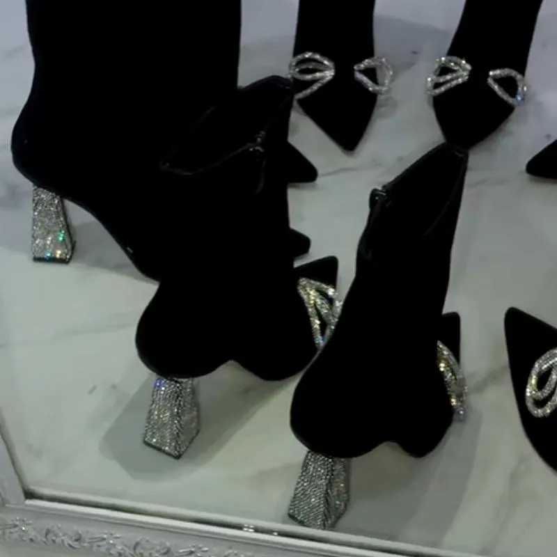 Comfortable Rhinestone Elastic Boots