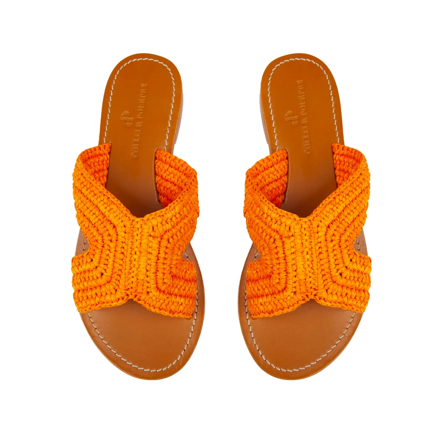 Couleur Pourpre - Mules Loni - Raphia Orange
