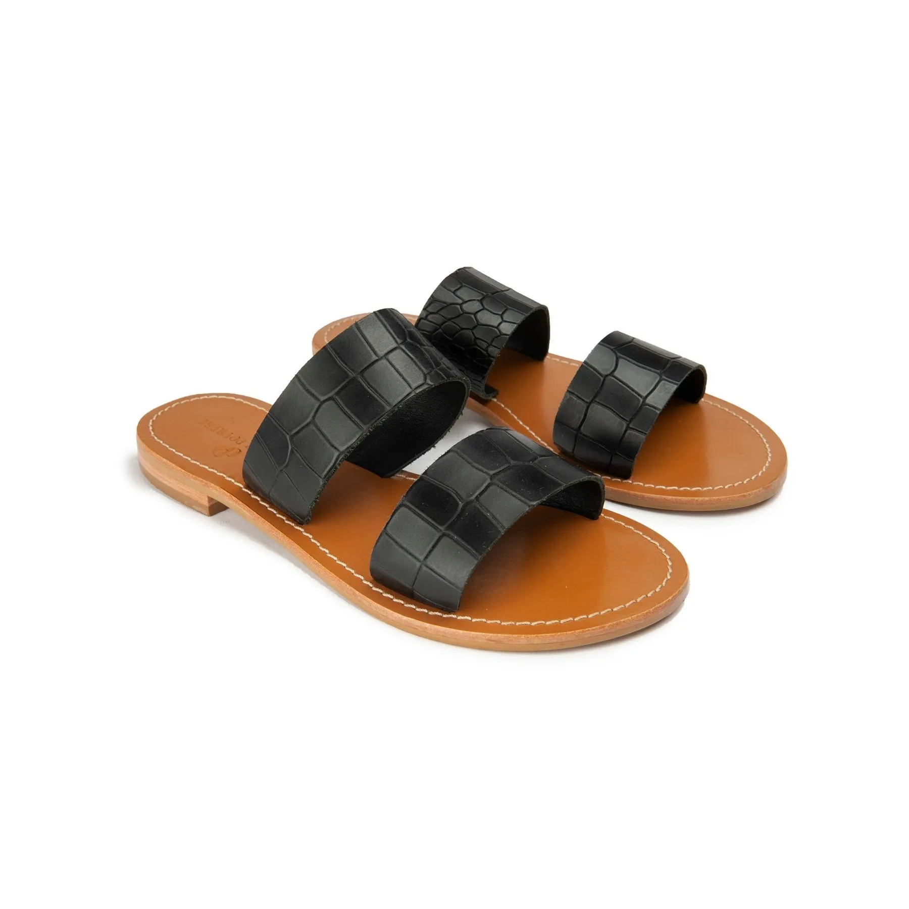 Couleur Pourpre - Mules Satya - Croco - Noir