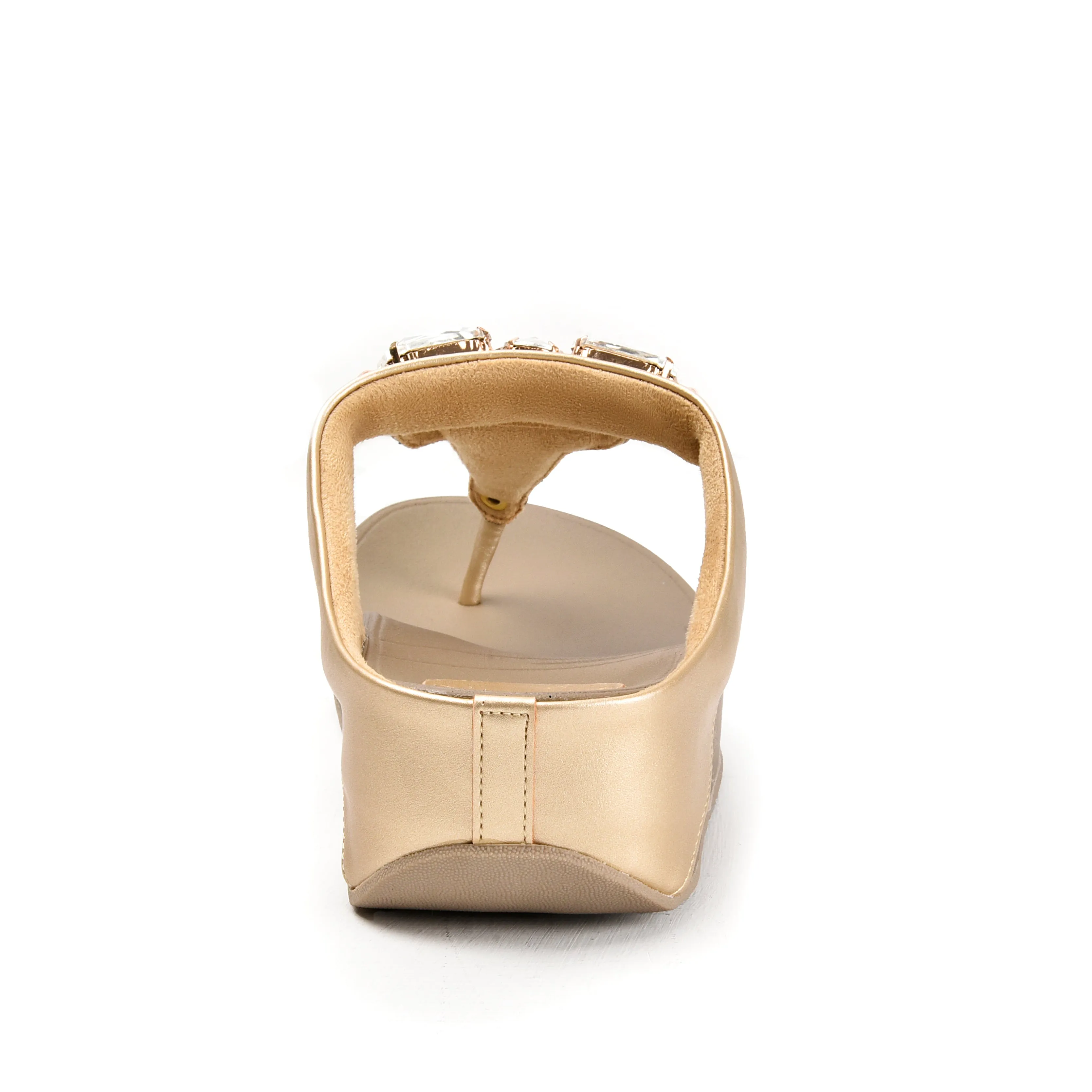 Elegant Gold Jeweled Wedge Slippers | 720R-X