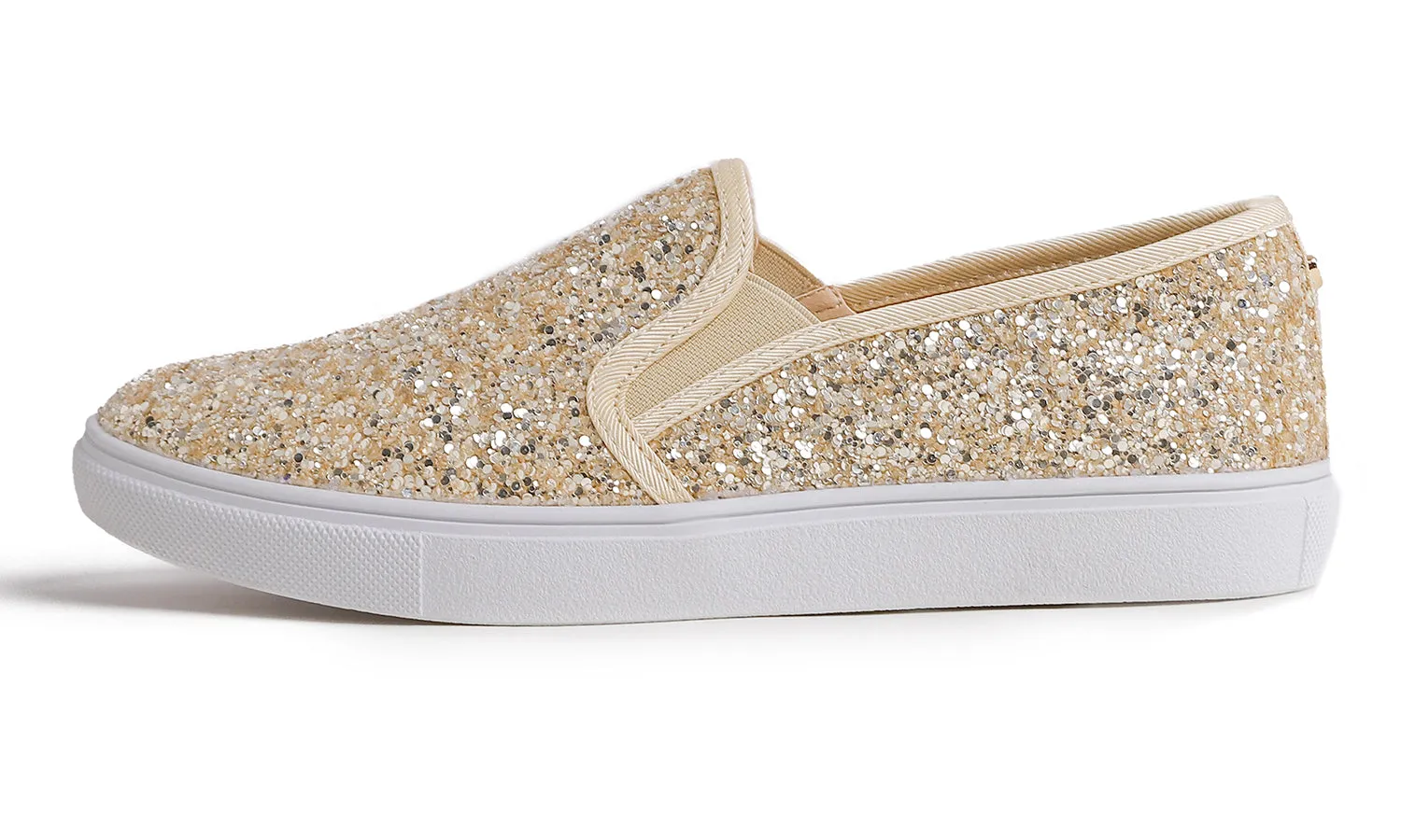 Feversole Women's Fashion Slip-On Sneaker Casual Flat Loafers Shiny Glitter