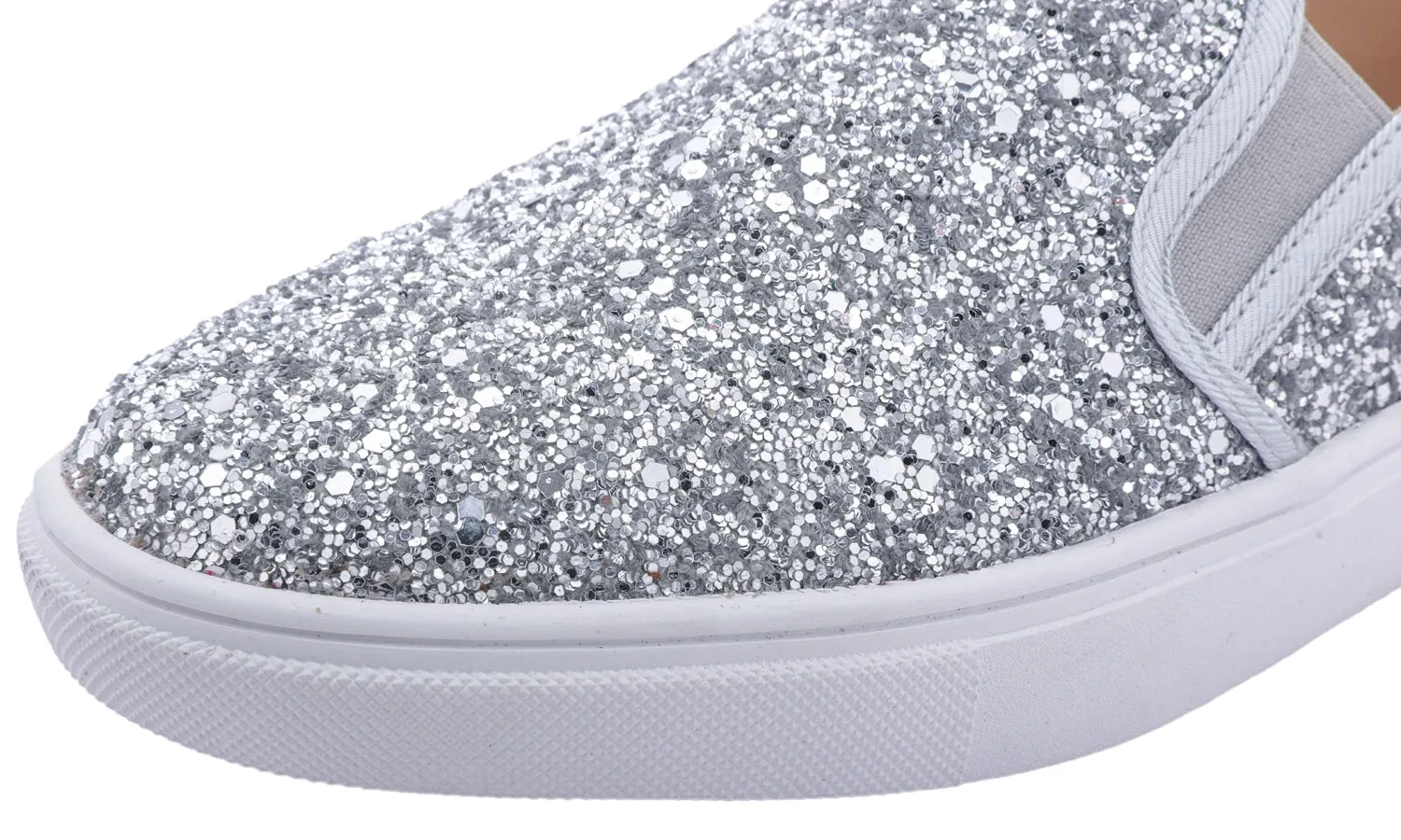 Feversole Women's Fashion Slip-On Sneaker Casual Flat Loafers Shiny Glitter