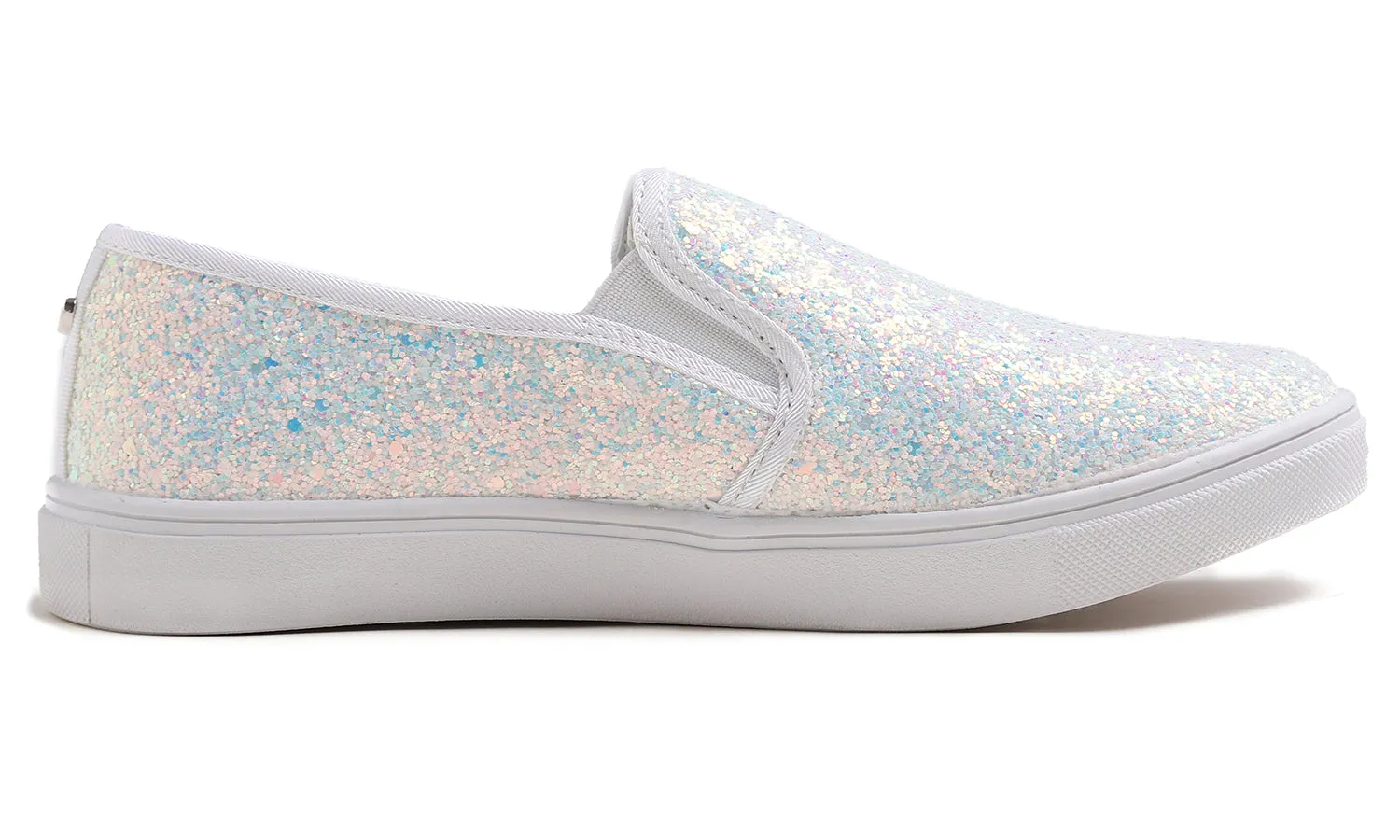 Feversole Women's Fashion Slip-On Sneaker Casual Flat Loafers Shiny Glitter