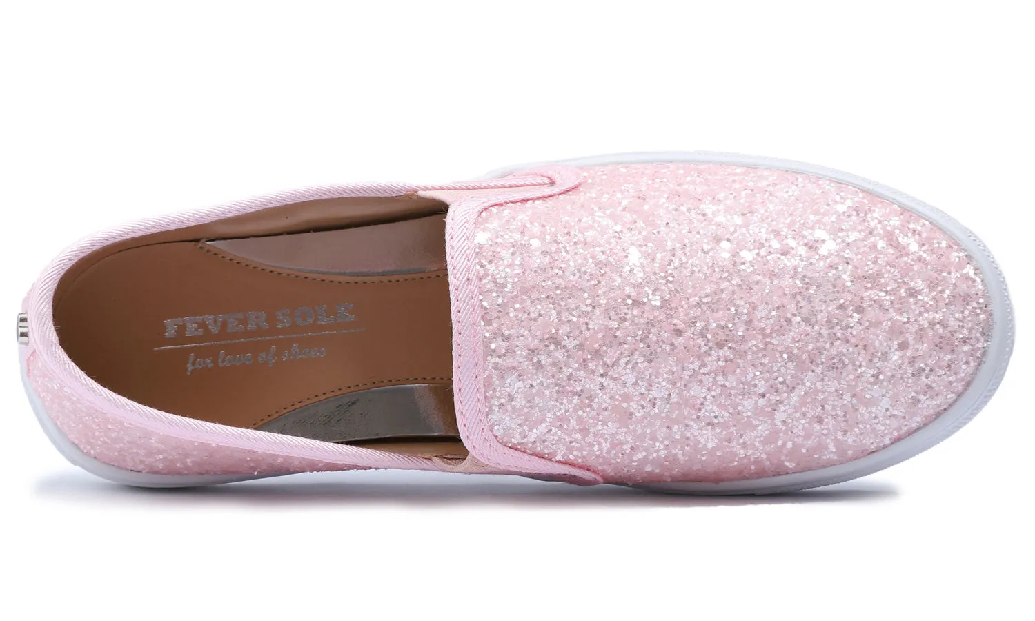 Feversole Women's Fashion Slip-On Sneaker Casual Flat Loafers Shiny Glitter