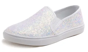 Feversole Women's Fashion Slip-On Sneaker Casual Flat Loafers Shiny Glitter