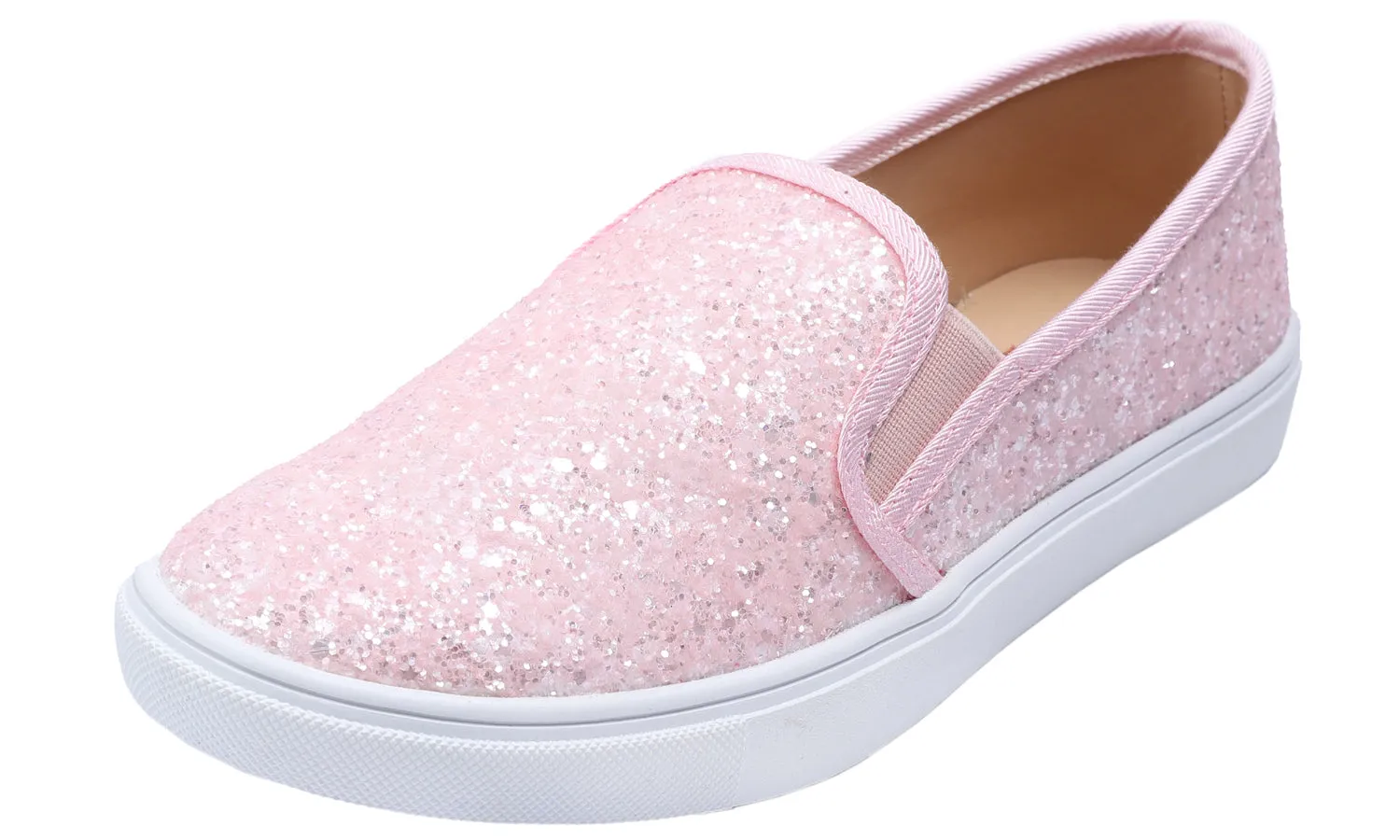 Feversole Women's Fashion Slip-On Sneaker Casual Flat Loafers Shiny Glitter