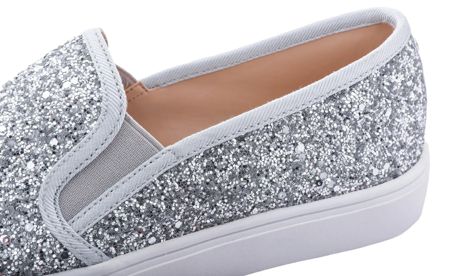 Feversole Women's Fashion Slip-On Sneaker Casual Flat Loafers Shiny Glitter