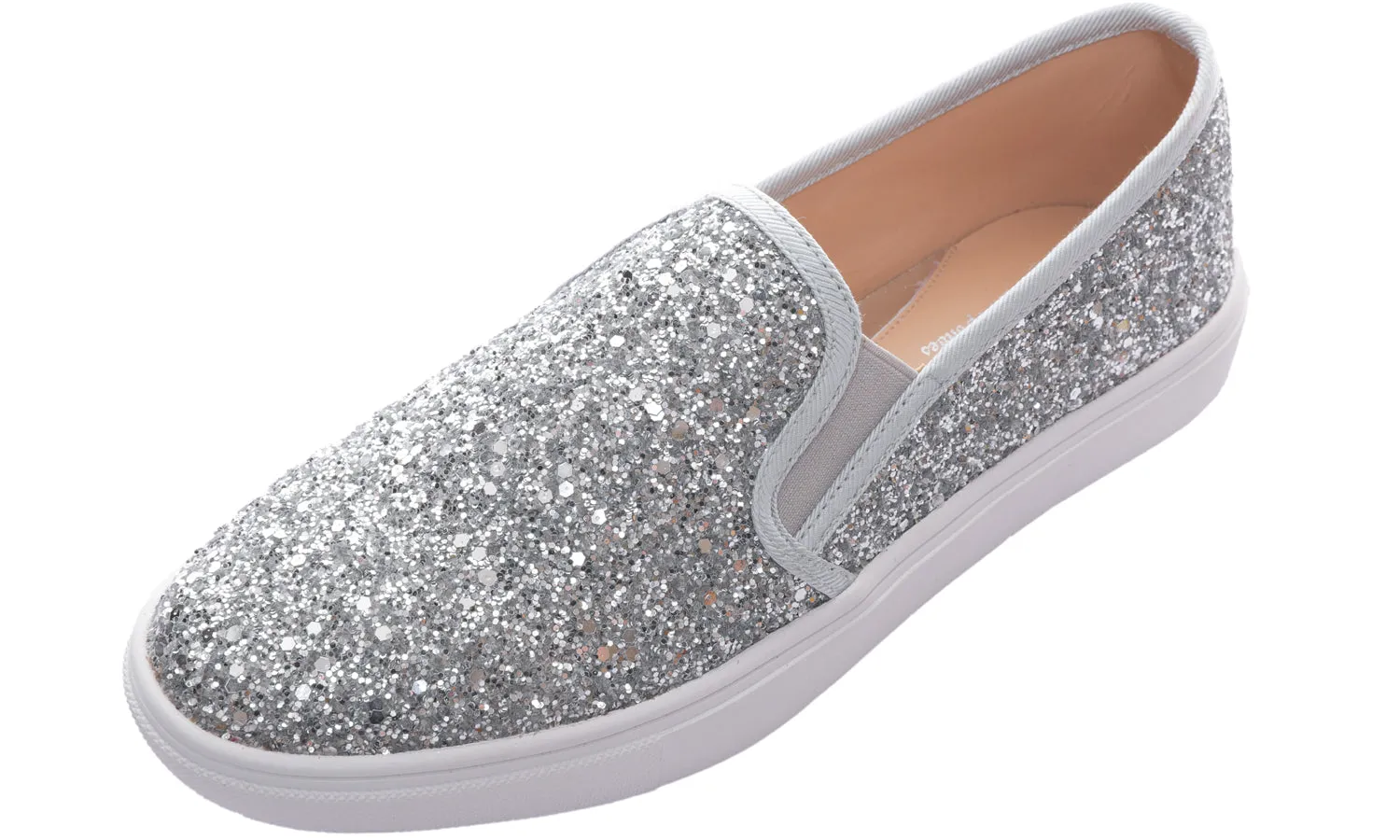 Feversole Women's Fashion Slip-On Sneaker Casual Flat Loafers Shiny Glitter