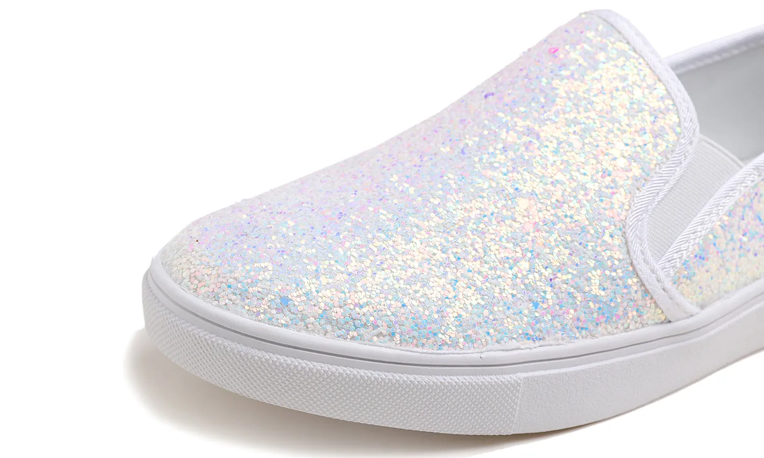 Feversole Women's Fashion Slip-On Sneaker Casual Flat Loafers Shiny Glitter