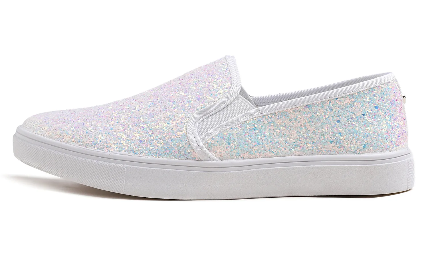 Feversole Women's Fashion Slip-On Sneaker Casual Flat Loafers Shiny Glitter