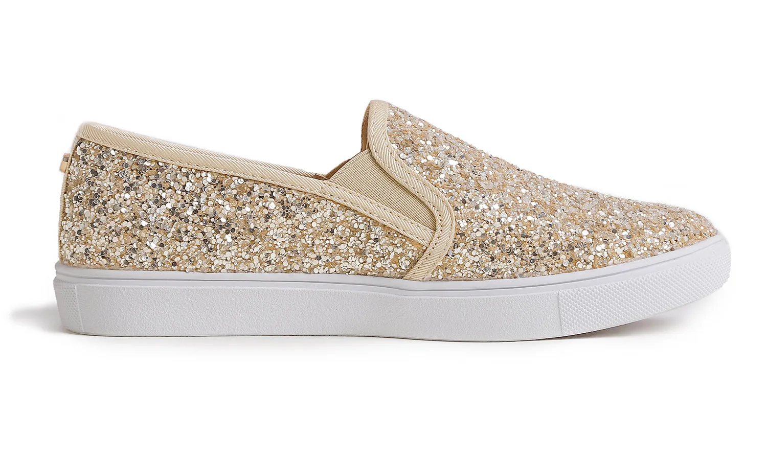 Feversole Women's Fashion Slip-On Sneaker Casual Flat Loafers Shiny Glitter