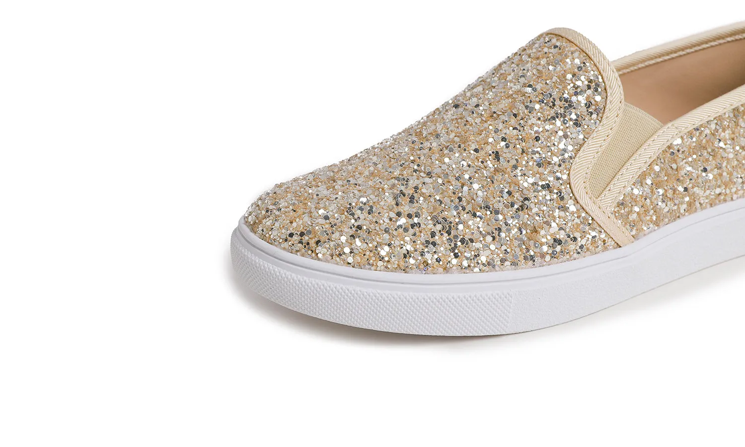 Feversole Women's Fashion Slip-On Sneaker Casual Flat Loafers Shiny Glitter