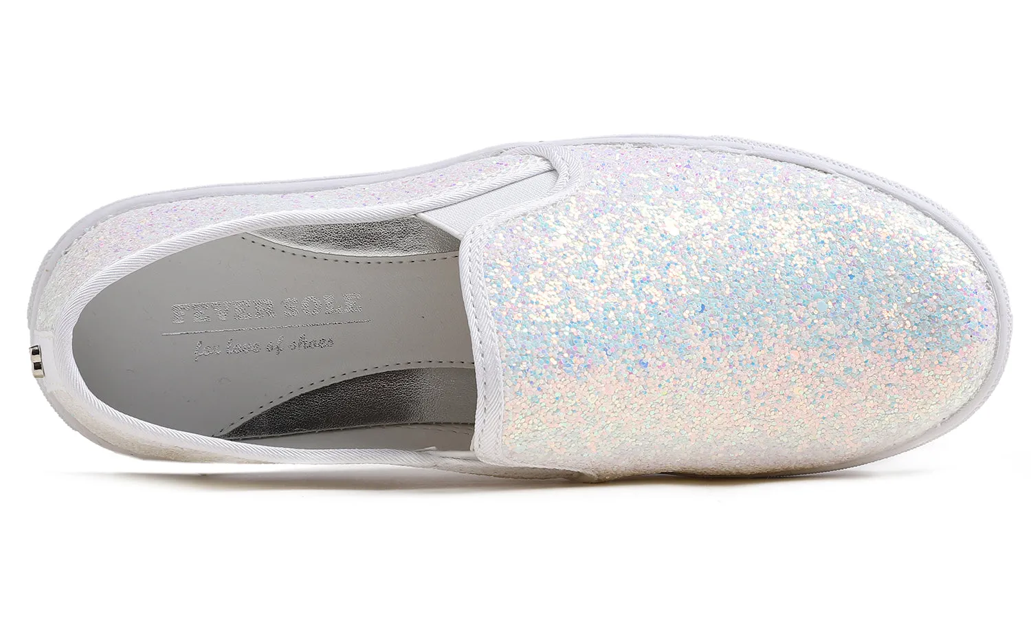 Feversole Women's Fashion Slip-On Sneaker Casual Flat Loafers Shiny Glitter