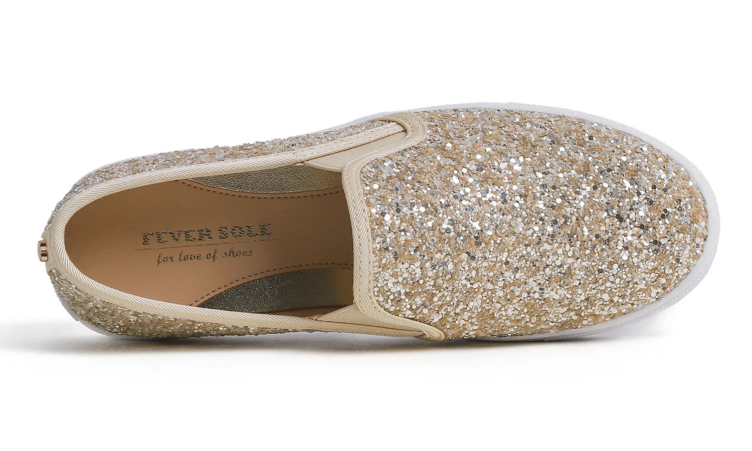 Feversole Women's Fashion Slip-On Sneaker Casual Flat Loafers Shiny Glitter