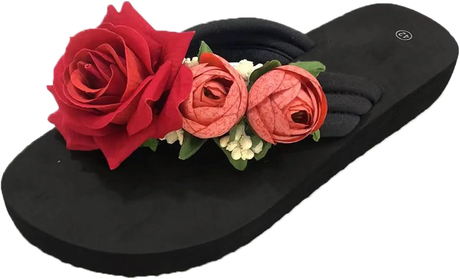 Flip Flops for Women Boho Flowers Wedge Flip Flops Trendy Summer Platform Slippers Slip High Heel Beach Thong Sandals