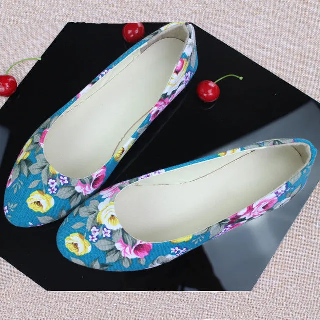 Flower Print Women Shoes Woman Ballerinas Large Size 42 Womens Loafers Ladies Shoes Ballet Women Flats Zapatos Mujer WSH2223