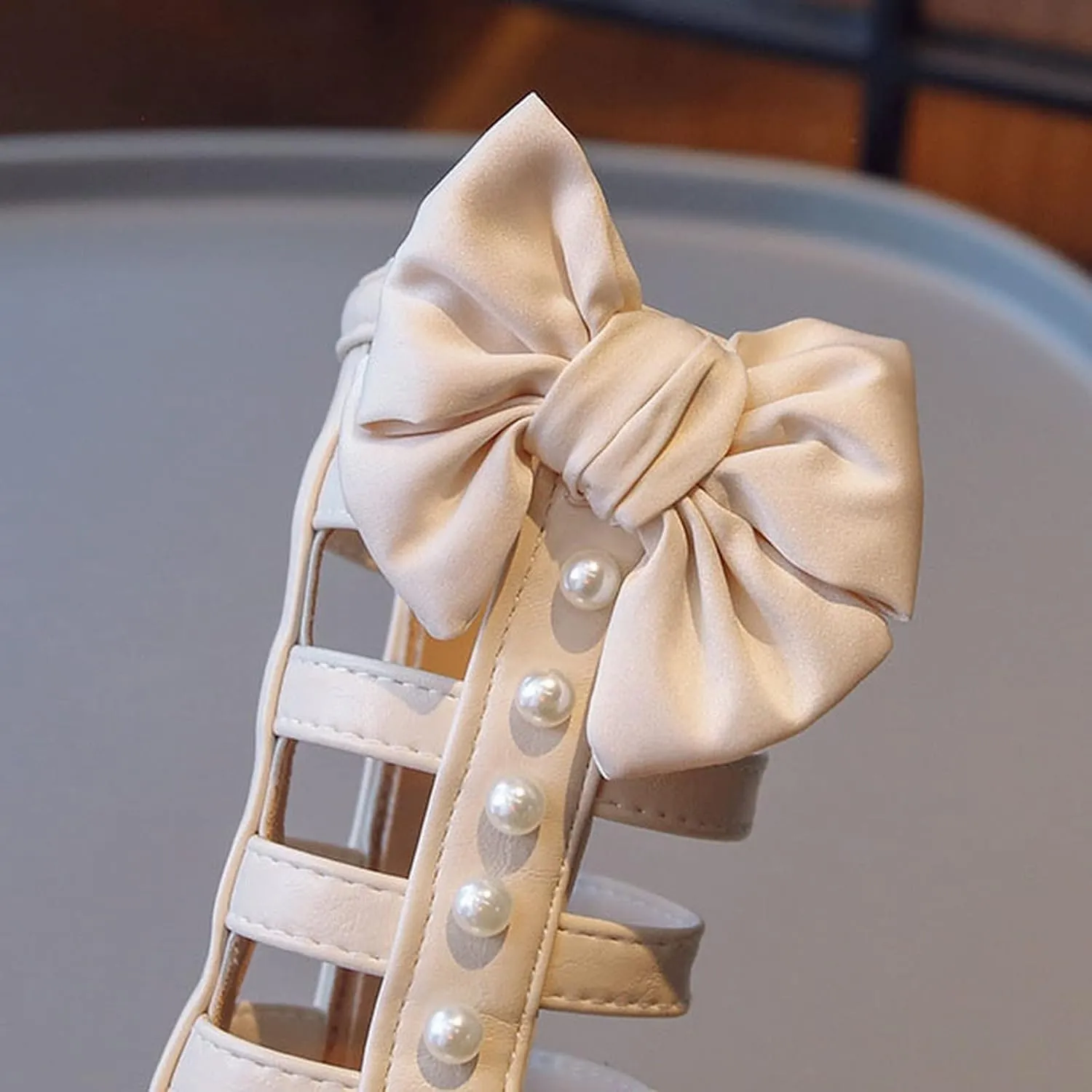 Girls Gladiator Sandals Toddler Kids Cute Big Bowknot Open Toe Side Zipper Summer Trendy Casual Sandal with Pearls
