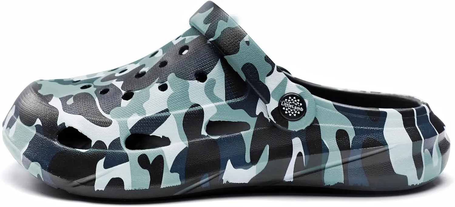 Kids Classic Camo Beach Clogs | Lightweight Water Sandals for Boys - Quick-Dry Non-Slip Light and Durable Little Kid/Big Kid