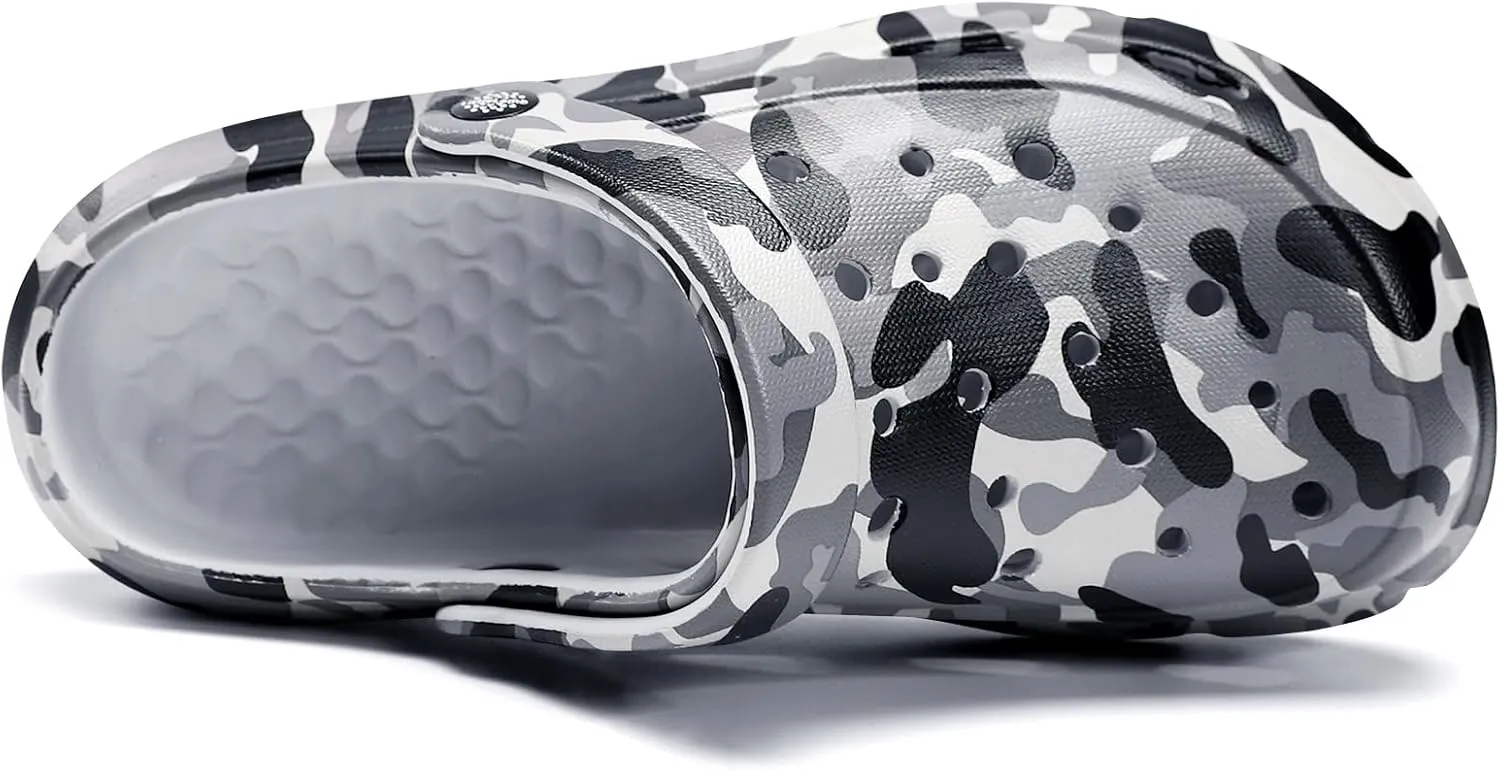 Kids Classic Camo Beach Clogs | Lightweight Water Sandals for Boys - Quick-Dry Non-Slip Light and Durable Little Kid/Big Kid