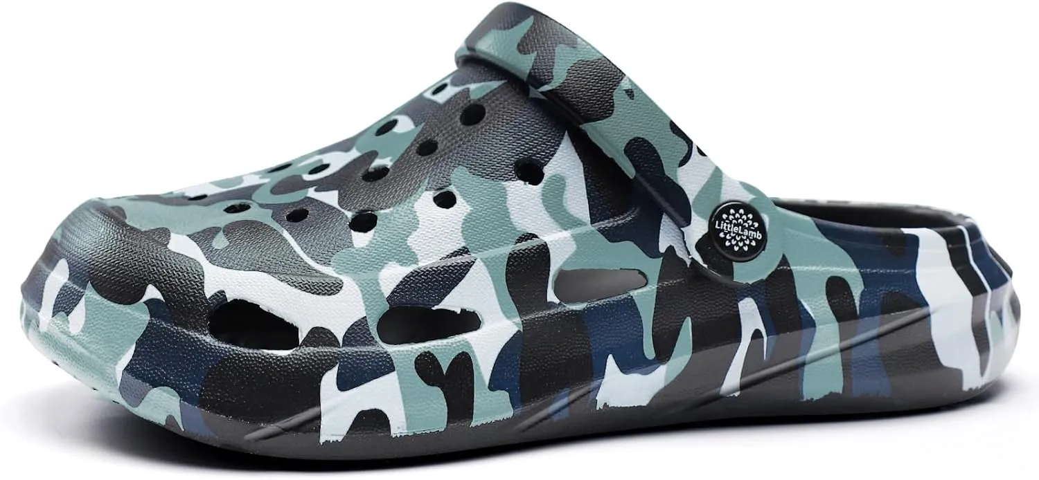 Kids Classic Camo Beach Clogs | Lightweight Water Sandals for Boys - Quick-Dry Non-Slip Light and Durable Little Kid/Big Kid