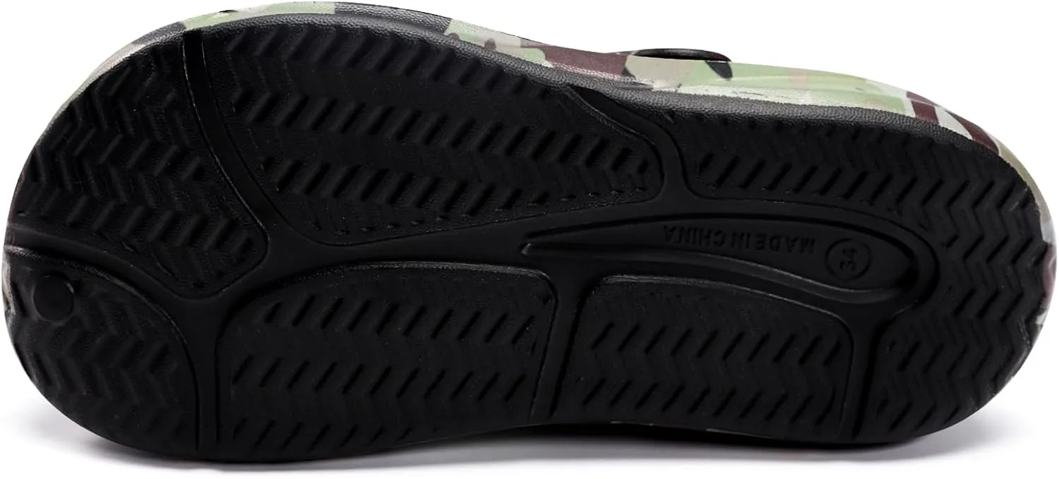 Kids Classic Camo Beach Clogs | Lightweight Water Sandals for Boys - Quick-Dry Non-Slip Light and Durable Little Kid/Big Kid