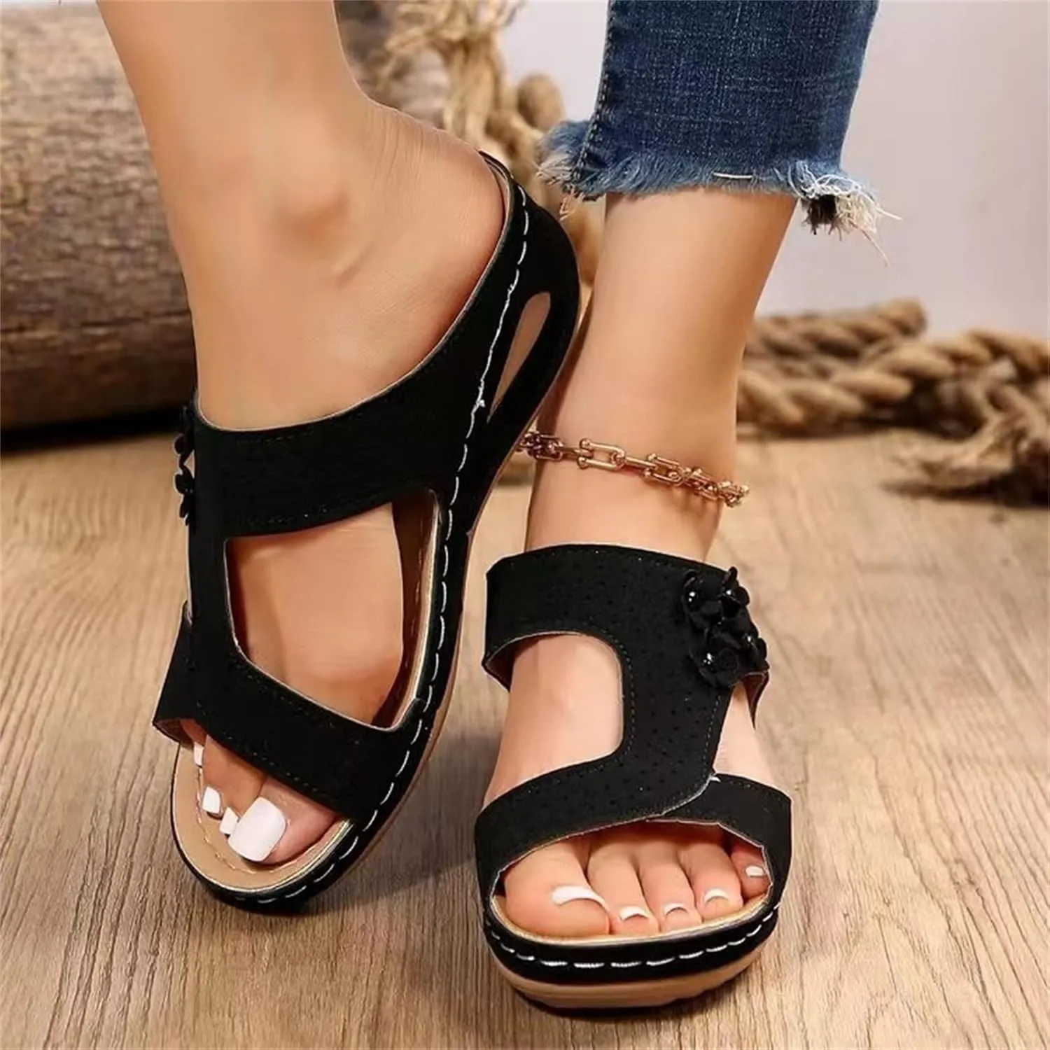 Ladmiple Summer Sandals For Women 2023 Trendy Dressy Casual Orthopedic Sandals Orthotic Flip Flops with Arch Support