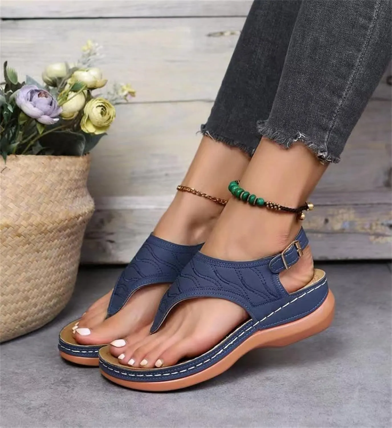 Ladmiple Summer Sandals For Women 2023 Trendy Dressy Orthotic Flip Flops Slip On Orthopedic Slippers with Arch Support