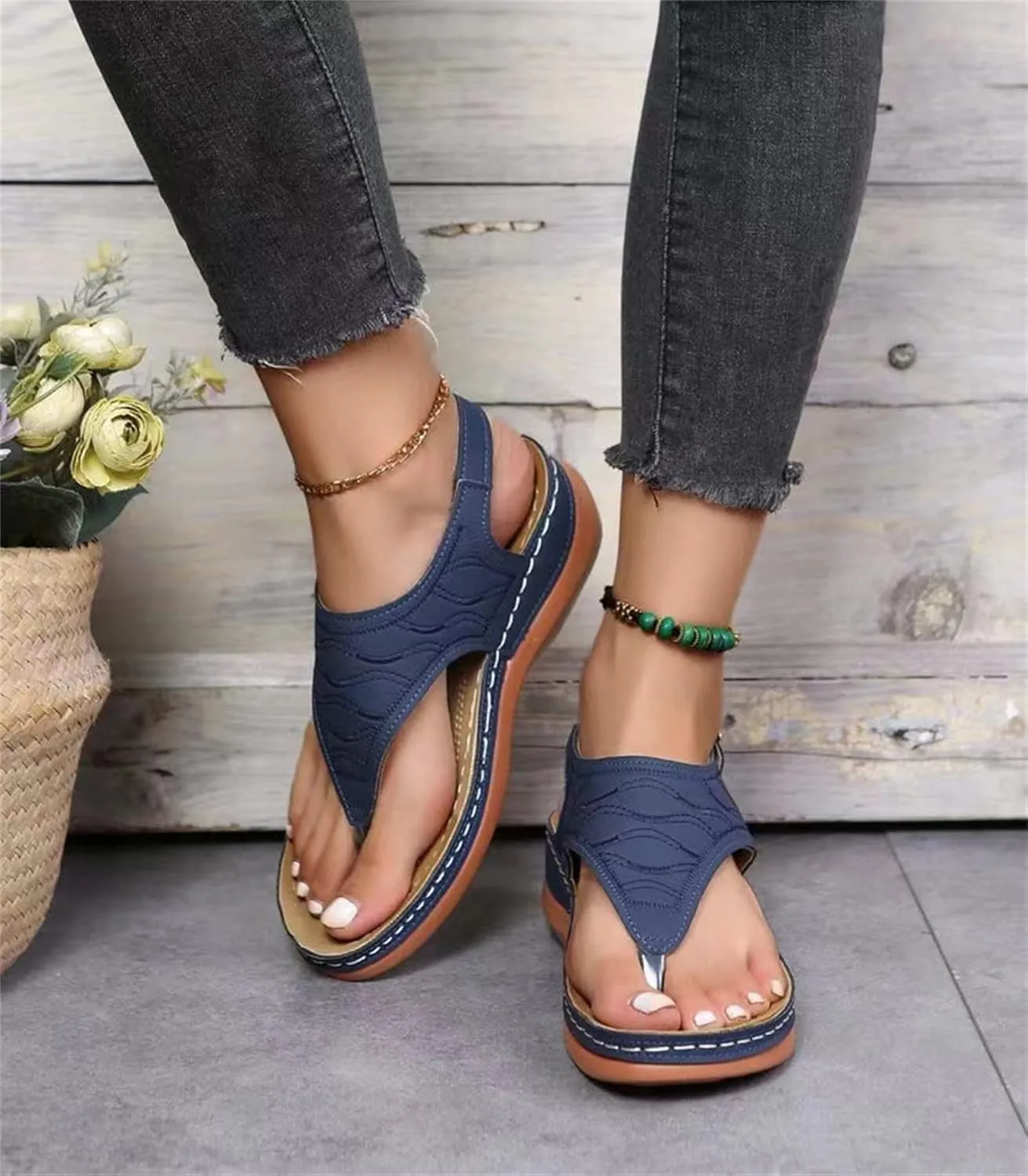Ladmiple Summer Sandals For Women 2023 Trendy Dressy Orthotic Flip Flops Slip On Orthopedic Slippers with Arch Support