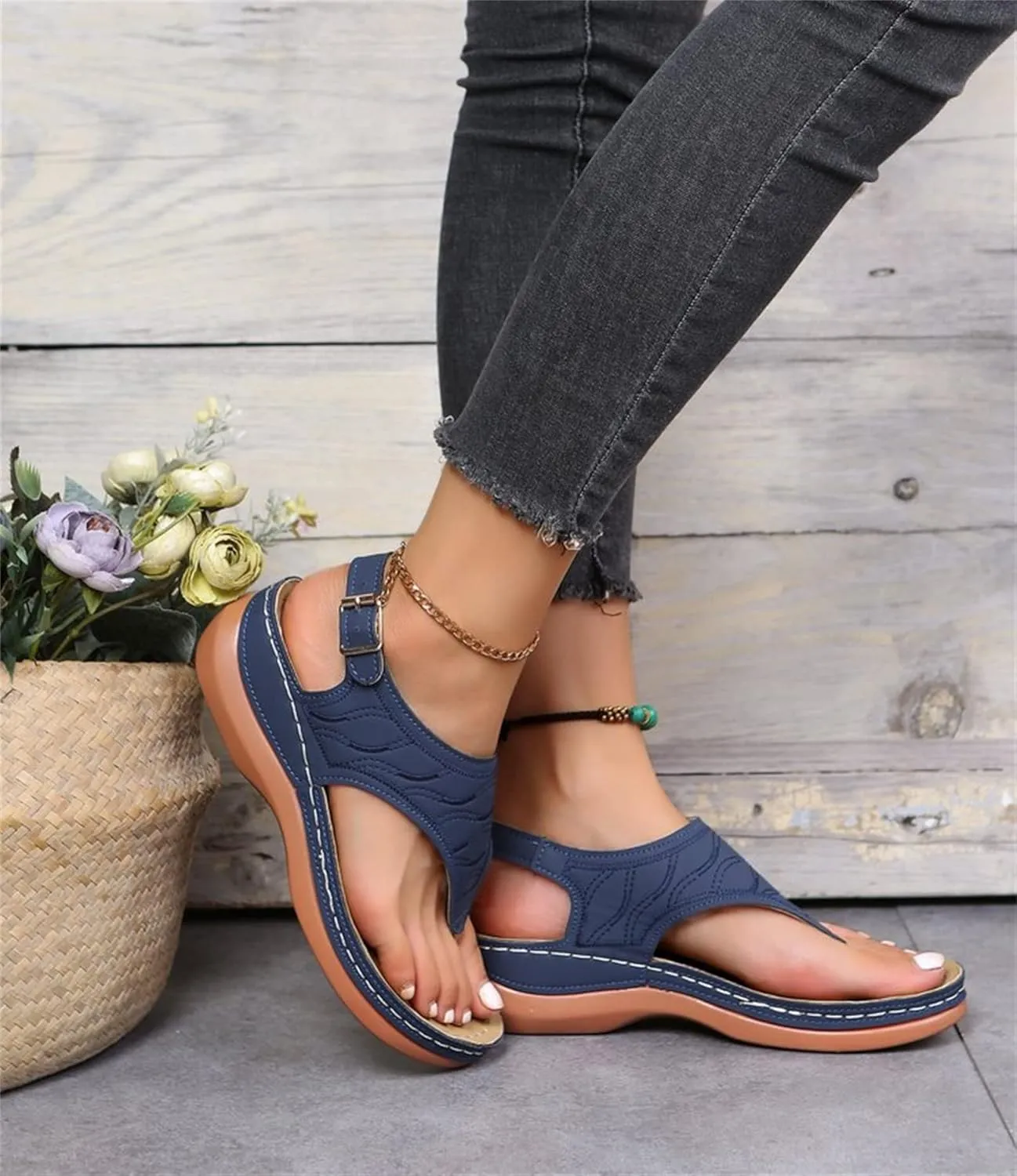 Ladmiple Summer Sandals For Women 2023 Trendy Dressy Orthotic Flip Flops Slip On Orthopedic Slippers with Arch Support