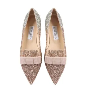 <B>JIMMY CHOO</B> <BR>Glitter Gala Point Toe Ballerina Flats 37