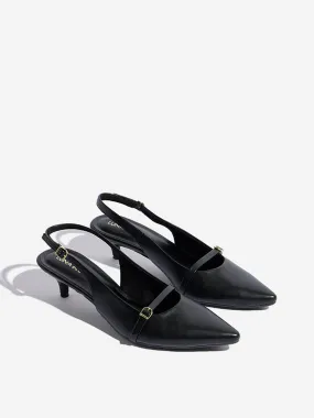 LUNA BLU Black Slingback Mules