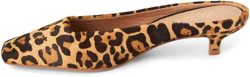 Matisse Womens Classy Leopard Square Toe Kitten Mules Dress Casual Low Heel 1-2" - Brown