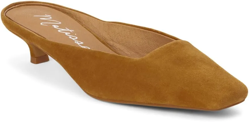 Matisse Womens Classy Square Toe Kitten Mules Dress Casual Low Heel 1-2" - Brown