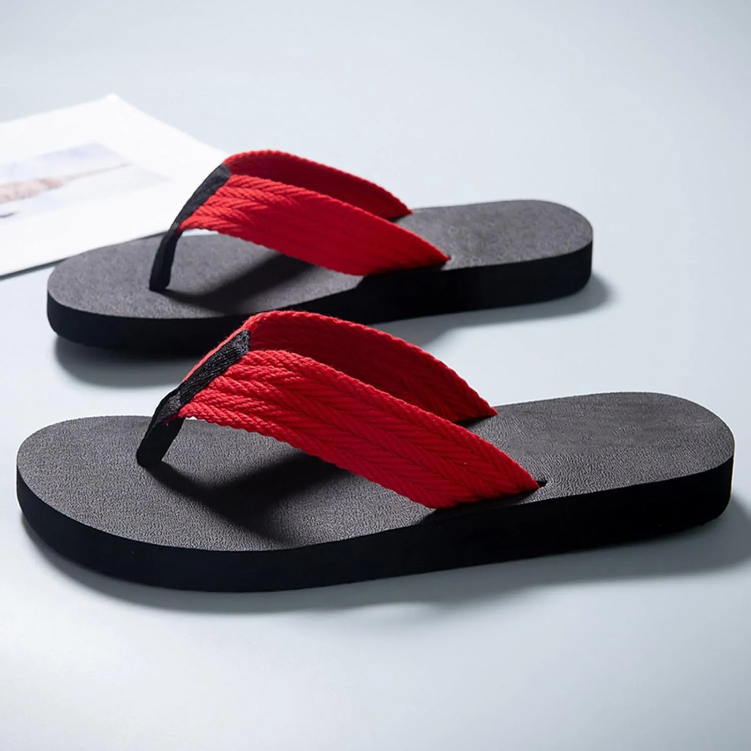Men Summer Casual Outside Wear Beach Non Slip Breathable Flip Flops Toes Big Size Flat Mens Comfy Slippers Size 11