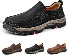Mens Loafers Leather Slip on Waterproof Driving Casual Dress Shoes, Men's Soft Lightweight Comfortable Business Shoes for Walking and Hiking