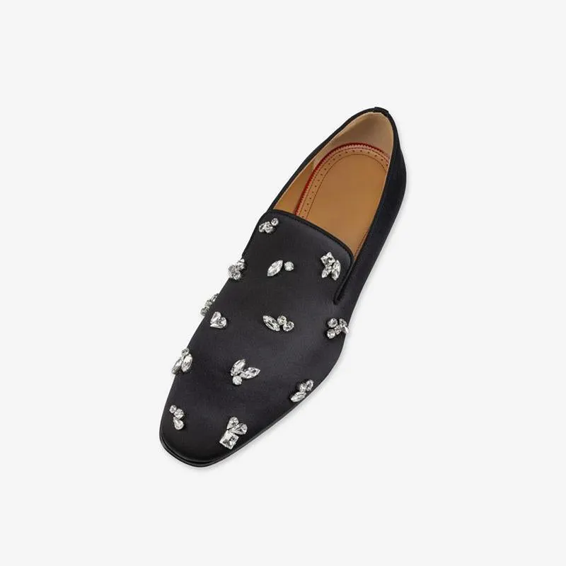 Men's Loafers Slip-On Rhinestone Square Toe
