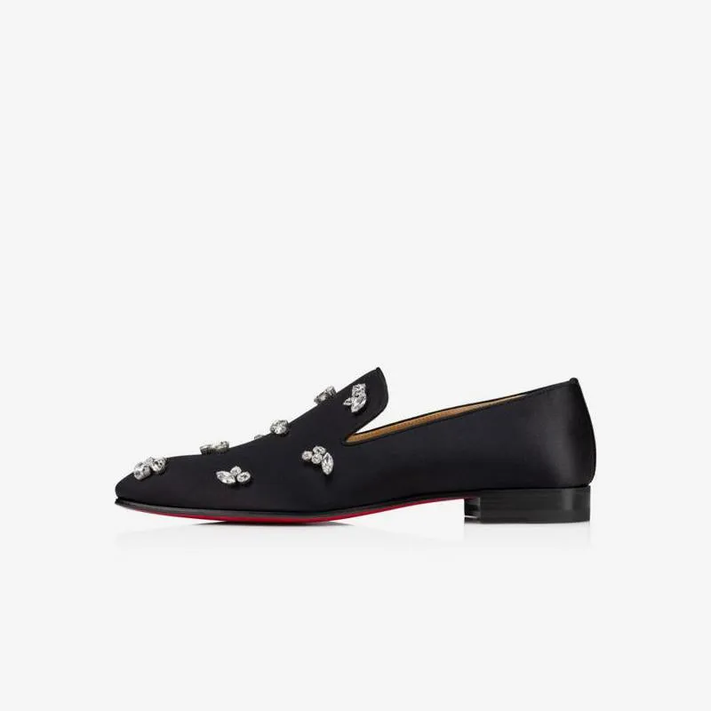 Men's Loafers Slip-On Rhinestone Square Toe