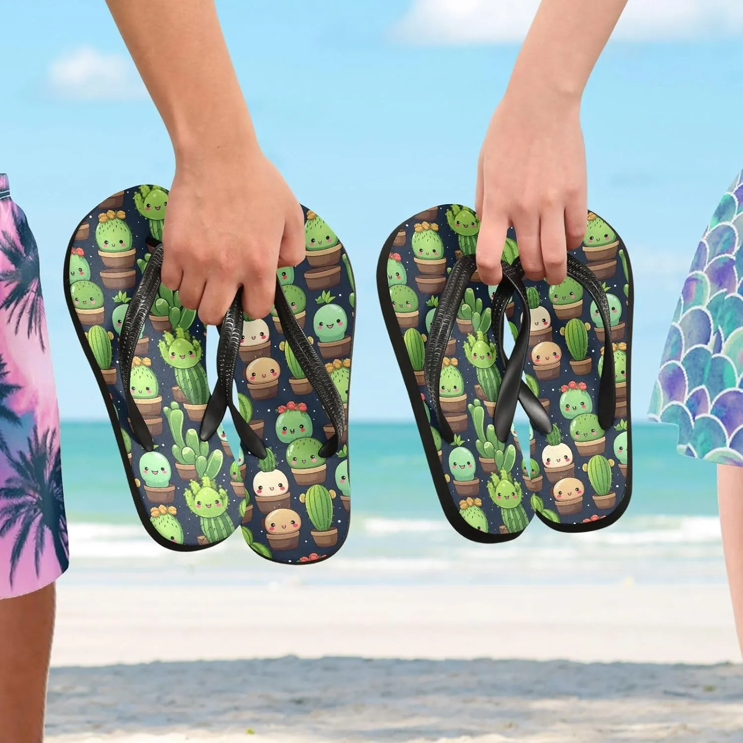 MNSRUU Flip Flops for Women Men Palm Leaf Flip Flops Womens Slides Men Sandals Shower Slippers Summer Non-Slip Flipflops for Swim Beach Bathroom, XS