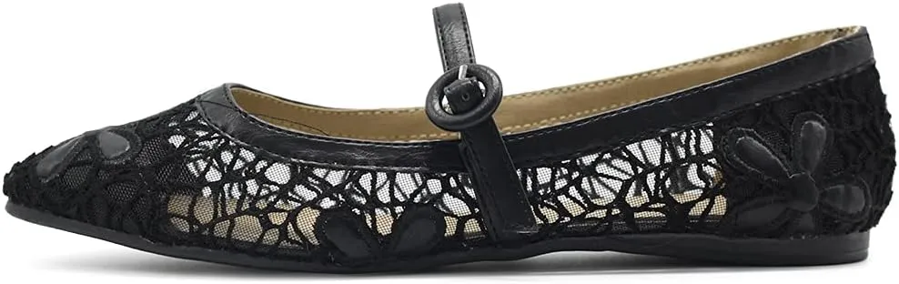 Ollio Women's Shoes Mary Jane Lace Breathable Comfort Ballet Flats NEW1827