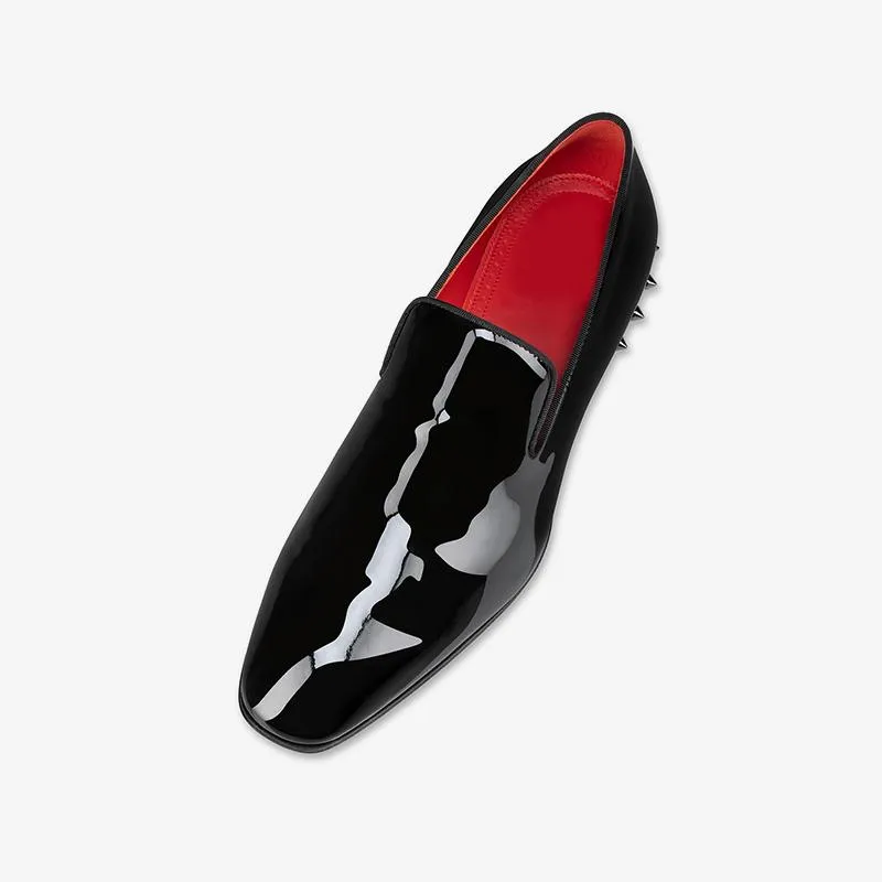 Plain Patent Studs Heel Calf Loafers