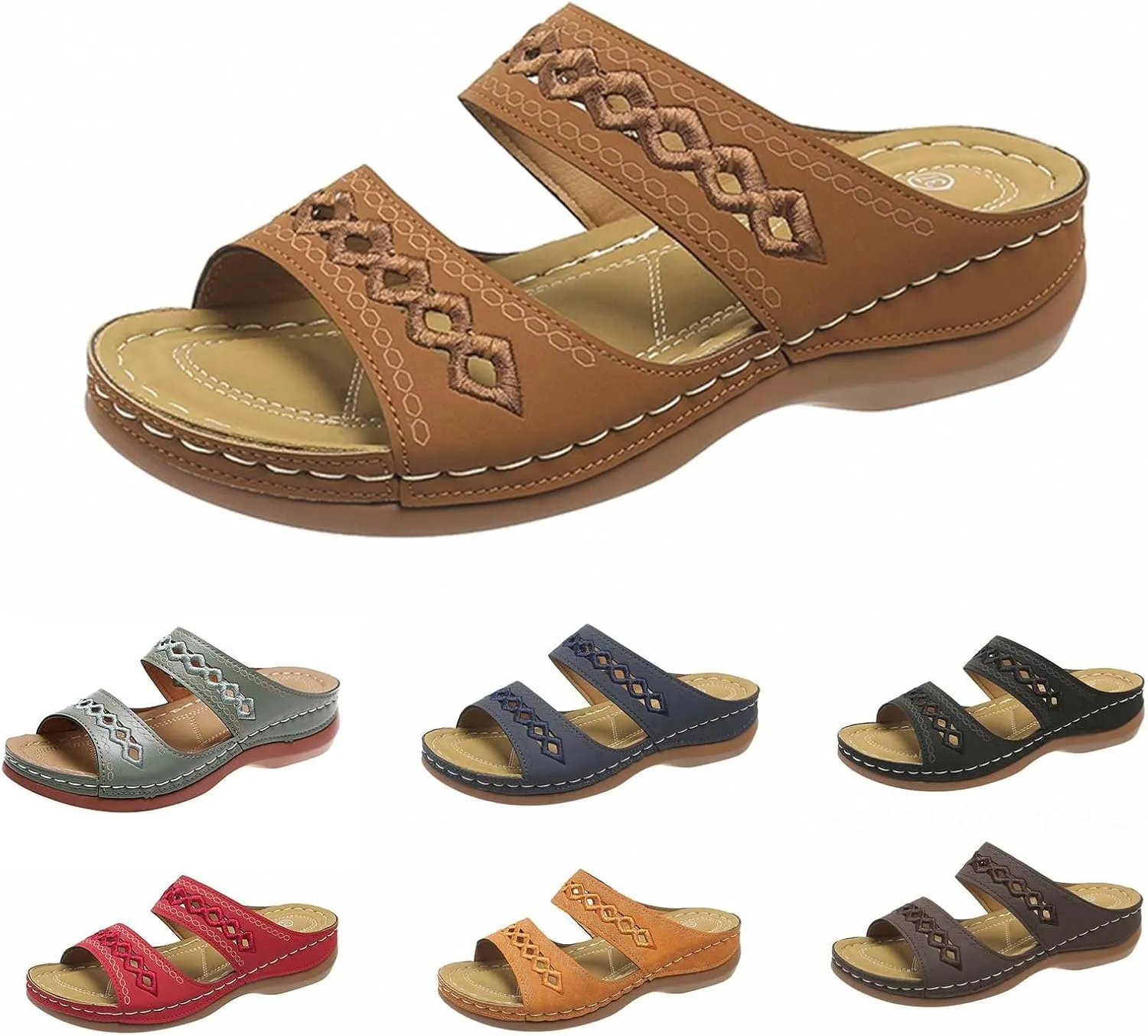 Sandals for Womens Trendy Comfortable Wedge Shoes Slip On Wide Width Sandals for Women Summer Casual Walking Sandal